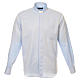 Koszula kapłańska, z jedwabiem, błękitna, wzór plaster miodu, Długi Rękaw Cococler s1