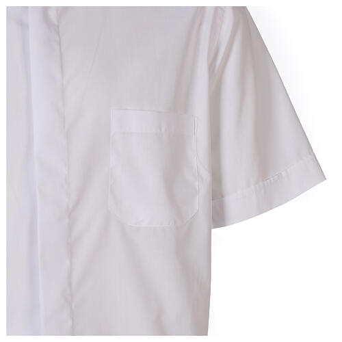 Weißes einfarbiges Collar-Hemd mit kurzen Ärmeln Cococler 4
