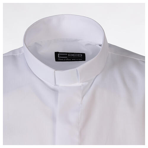 Weißes einfarbiges Collar-Hemd mit kurzen Ärmeln Cococler 5