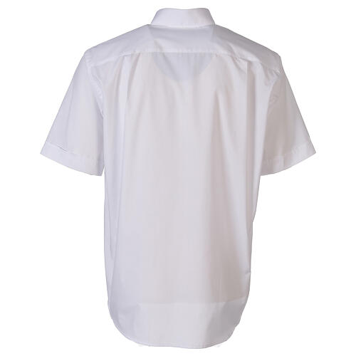 Weißes einfarbiges Collar-Hemd mit kurzen Ärmeln Cococler 6