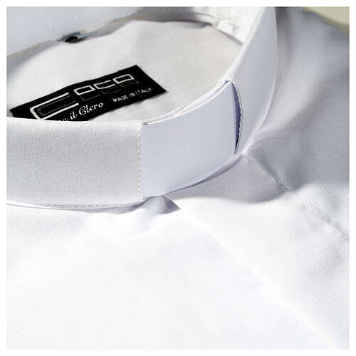 Weißes einfarbiges Collar-Hemd mit kurzen Ärmeln Cococler 2
