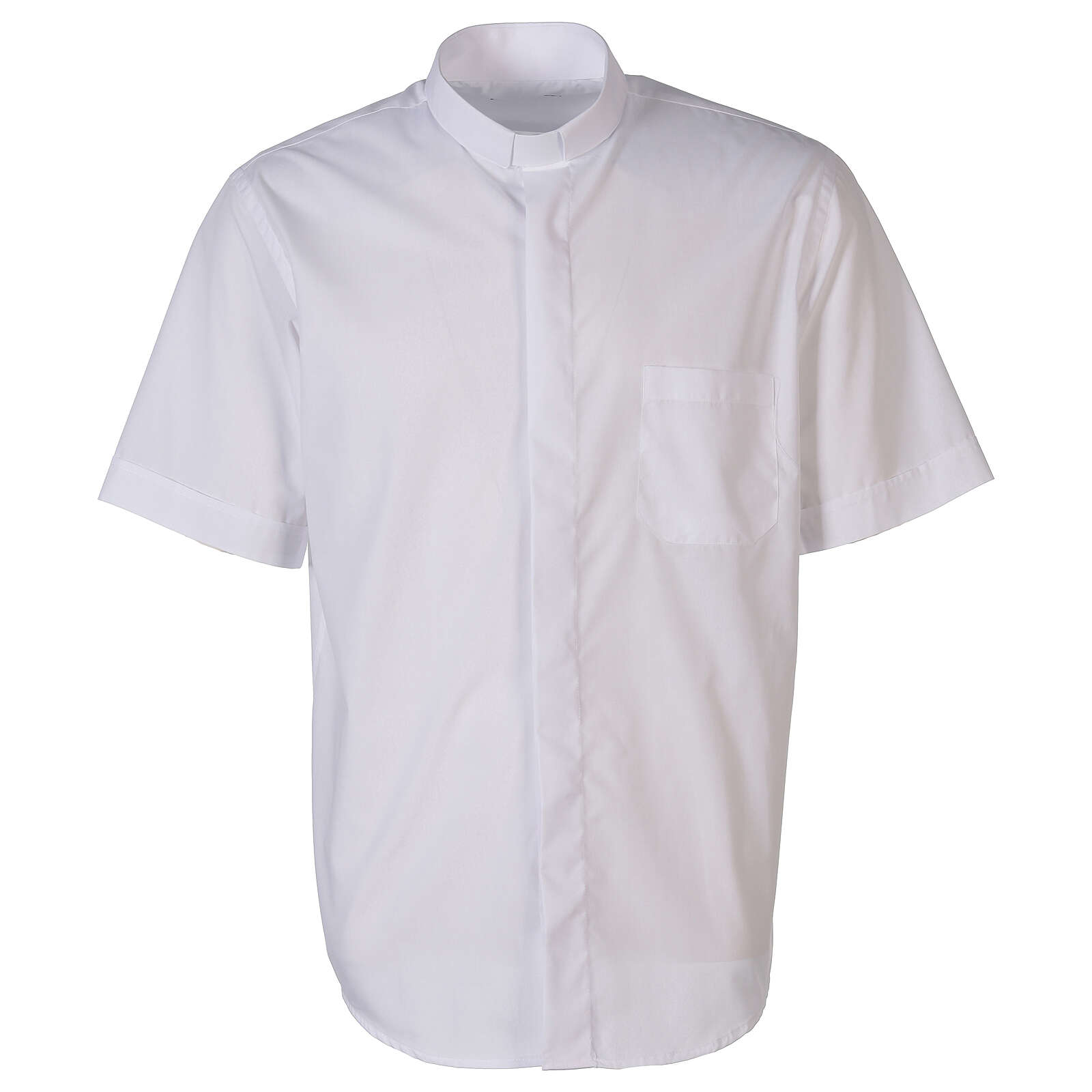 Clergical plain white shirt, short sleeves | online sales on HOLYART.co.uk