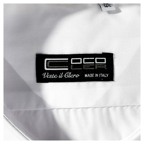 Camicia clergyman bianco tinta unita manica corta Cococler 3