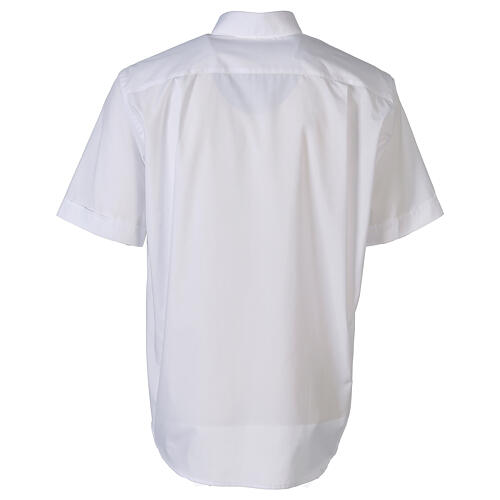 Camisa para sacerdote branca unicolor mangas curtas Cococler 5