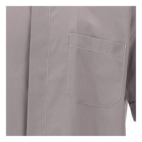 Camisa clergy cinzento claro uma cor manga corta Cococler