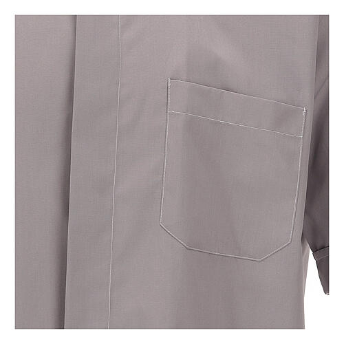 Camisa clergy cinzento claro uma cor manga corta Cococler 2