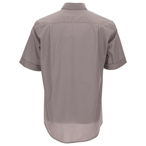 Camisa clergy cinzento claro uma cor manga corta Cococler 4