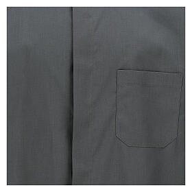 Clergical plain dark grey shirt, short sleeves