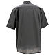 Camisa clergyman gris oscuro de un solo color manga corta Cococler s5