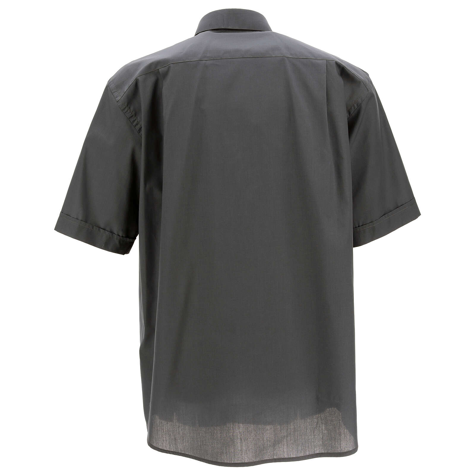 Camicia clergyman grigio scuro tinta unita manica corta