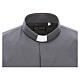 Camicia clergyman grigio scuro tinta unita manica corta s3