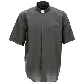 Camisa clergy cinzento escuro uma cor manga corta Cococler