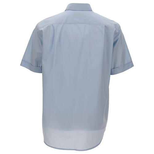 Himmelblaues einfarbiges Collar-Hemd mit kurzen Ärmeln Cococler 4