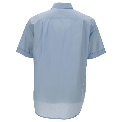 Himmelblaues einfarbiges Collar-Hemd mit kurzen Ärmeln Cococler 5