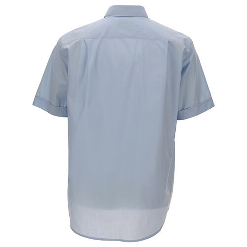 Camicia clergy celeste tinta unita manica corta Cococler 4