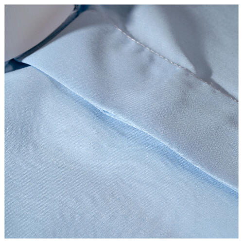 Camisa clergy azul-celeste uma cor manga curta Cococler 4