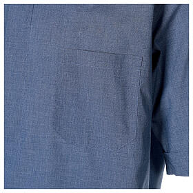 Short sleeved shirt with clergy collar, denim pattern