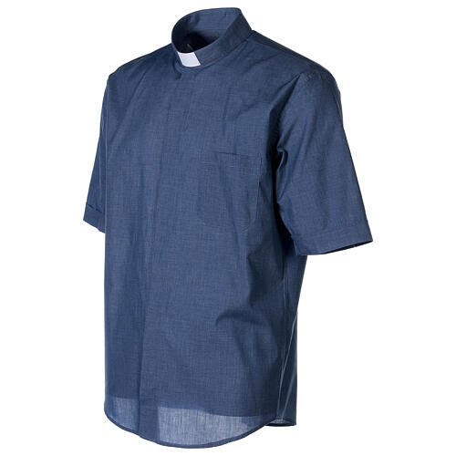 Chemise col clergy demi-manches effet jeans Cococler 3