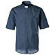 Denim clergy collar shirt with half sleeves Cococler s1