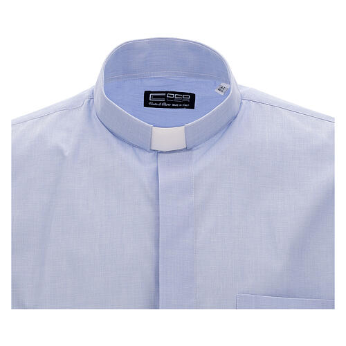 Himmelblaues "fil a fil" Hemd mit Halbärmeln und Collar-Kragen Cococler 2