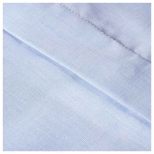 Short sleeved shirt, clergy collar, light blue fil à fil fabric Cococler 4