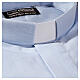 Short sleeved shirt, clergy collar, light blue fil à fil fabric Cococler s2