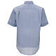 Short sleeved shirt, clergy collar, light blue fil à fil fabric Cococler s5