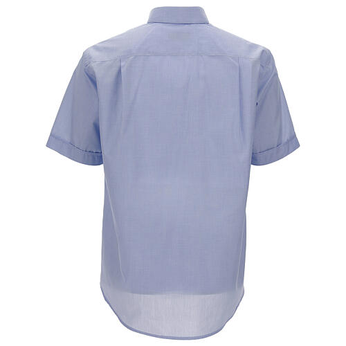 Koszula kapłańska błękitna fil a fil krótki rękaw Cococler 4