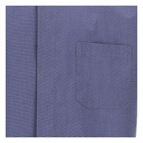 Short sleeved shirt, clergy collar, blue fil à fil fabric