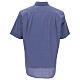Short sleeved shirt, clergy collar, blue fil à fil fabric Cococler s4