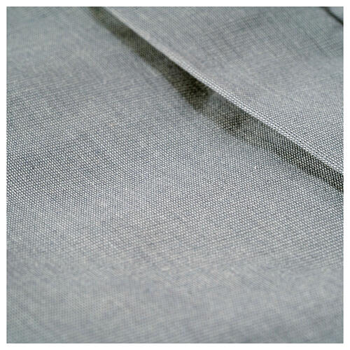 Short sleeved shirt, clergy collar, light grey fil à fil fabric Cococler 4