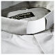 Short sleeved shirt, clergy collar, light grey fil à fil fabric Cococler s2