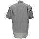 Short sleeved shirt, clergy collar, light grey fil à fil fabric Cococler s5