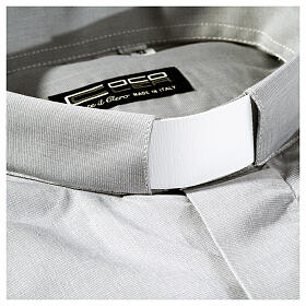 Camisa colarinho clergy cinzento claro filafil manga curta Cococler