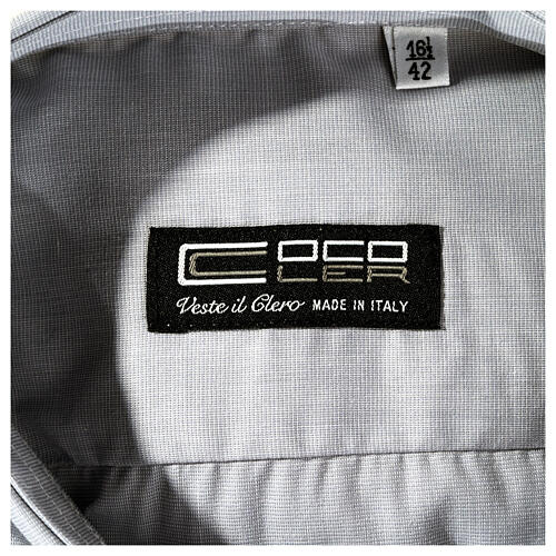 Camisa colarinho clergy cinzento claro filafil manga curta Cococler 3