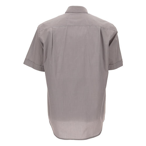 Clergy collar shirt light gray fil a fil short sleeve Cococler 4