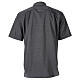Short sleeved shirt, clergy collar, dark grey fil à fil fabric Cococler s6