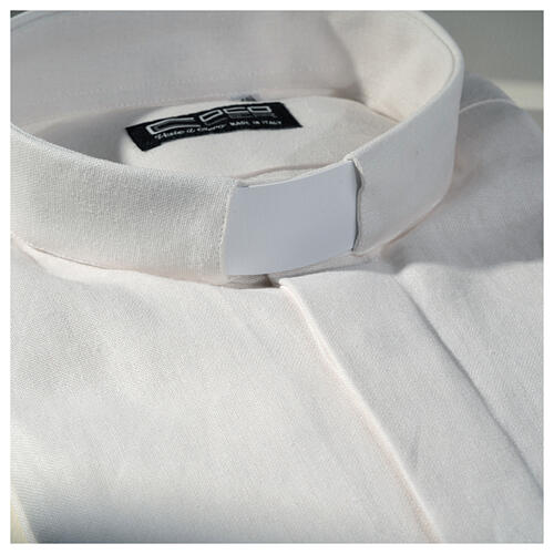 Weißes Hemd aus Leinen mit Halbärmeln und Collar-Kragen Cococler 3