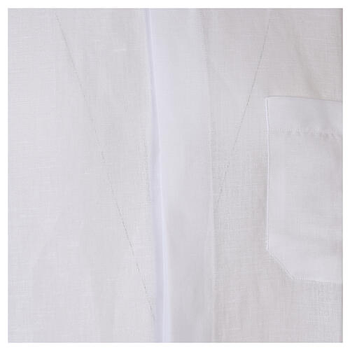 Clergy shirt with short sleeves, white linen Cococler 2