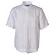 Clergy shirt with short sleeves, white linen Cococler s1