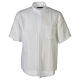 Clergy shirt with short sleeves, white linen Cococler s1