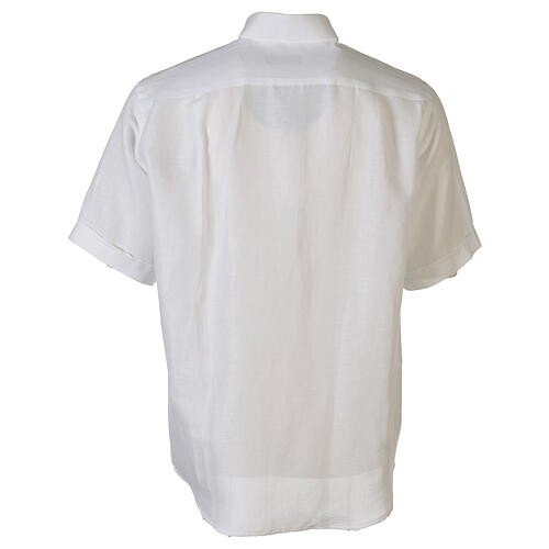 Chemise clergy blanche en lin à manches courtes Cococler 7