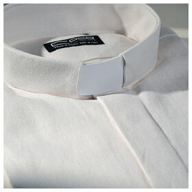 Camicia collo clergy in lino mezza manica bianco Cococler