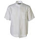 Camicia collo clergy in lino mezza manica bianco Cococler s1