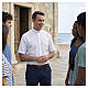 Camicia collo clergy in lino mezza manica bianco Cococler s2