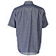 Clergy shirt with short sleeves, blue linen Cococler s6