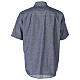 Chemise clergy bleu en lin à manches courtes Cococler s7