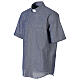 Koszula kapłańska niebieska z lnu krótki rękaw Cococler s3