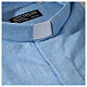 Clergy shirt with short sleeves, light blue linen Cococler s2