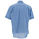 Clergy shirt with short sleeves, light blue linen Cococler s6